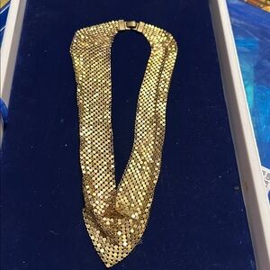 Vintage Gold Mesh Bib Choker Necklace